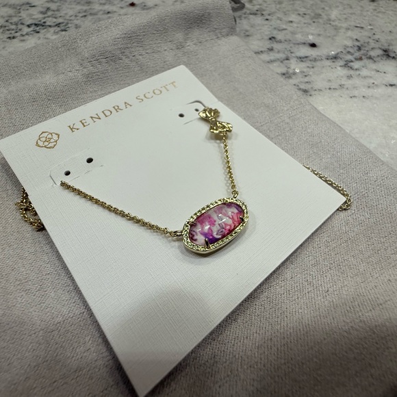 💜Kendra Scott LoveShackFancy Elisa Purple Iris Illusion Necklace Bow 🎀 - Picture 2 of 5